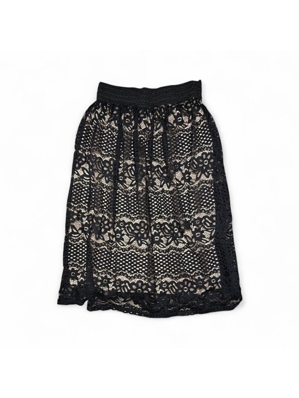 MetroWear Black Lace Overlay Maxi Skirt Size M